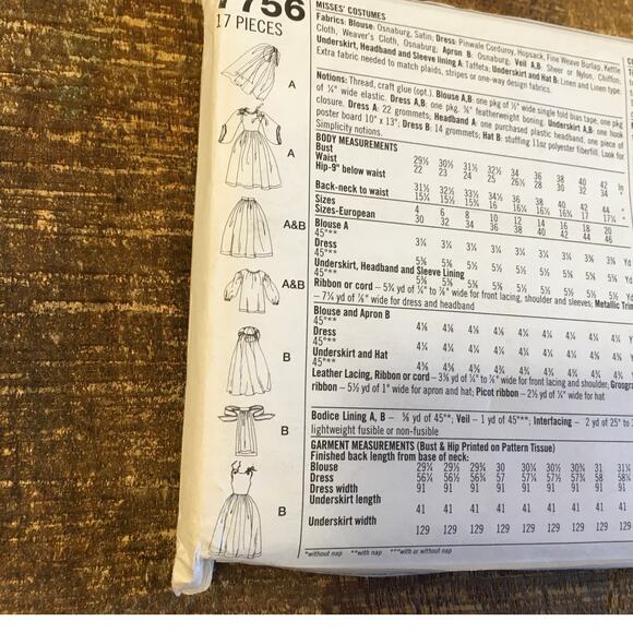 Simplicity Sewing Pattern 7756 Costume Womens Tudor Anne Boleyn 16-20 UNCUT - Picture 2 of 3